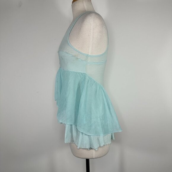 Vintage Free People Front Hooks Closure Blue Tank Top Smock Vest Y2K, Fairy, Got - Picture 2 of 12